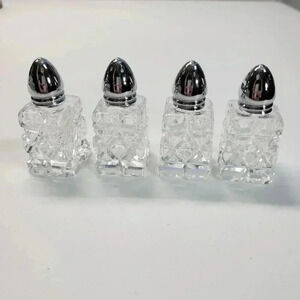 Vintage Miniature Square Glass Salt Shakers Set of 4